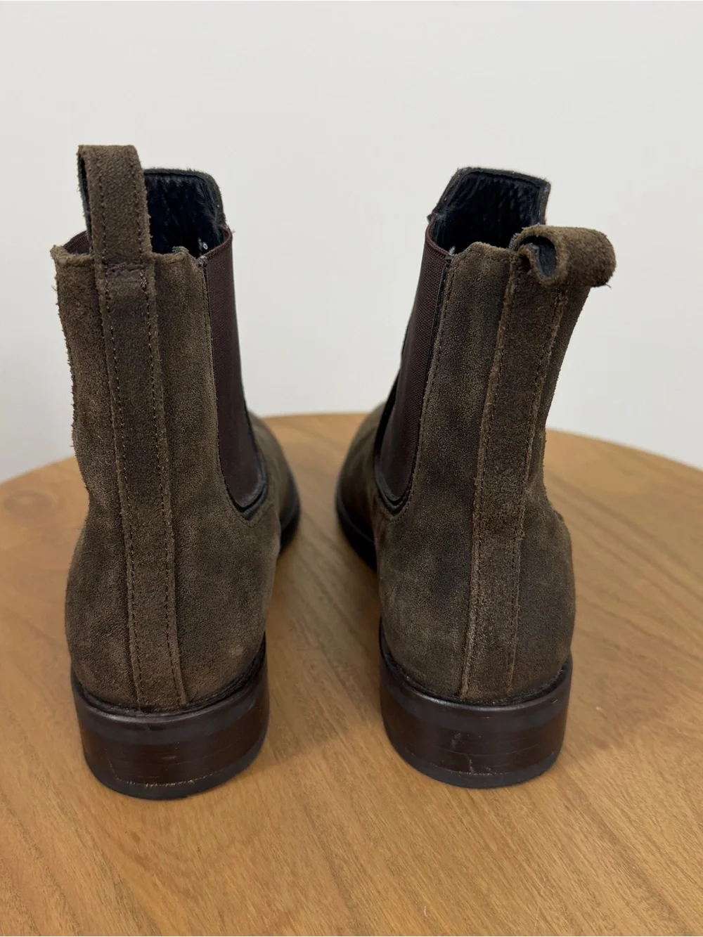 Thursday Boot Co Duchess Chelsea Dark Olive Suede WeatherSafe Ankle Bootie 6